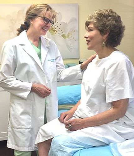 Dr. Gloria Tucker M.D. consulting with patient about PRP & prolotherapy | Marin County, Sonoma County, Novato, Petaluma & San Rafael CA